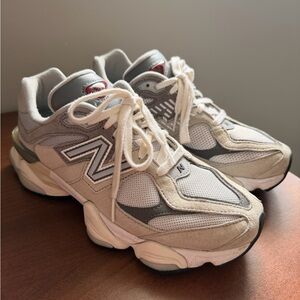 New Balance Cream and Gray Athletic Shoes